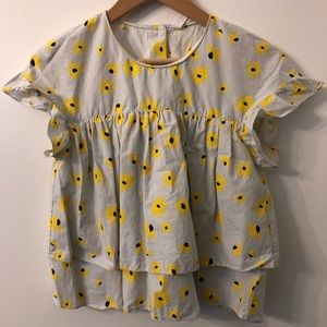 Zara Short Blouse with Yellow Flowers